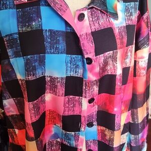 Colorful Checkered Button-Up Shirt